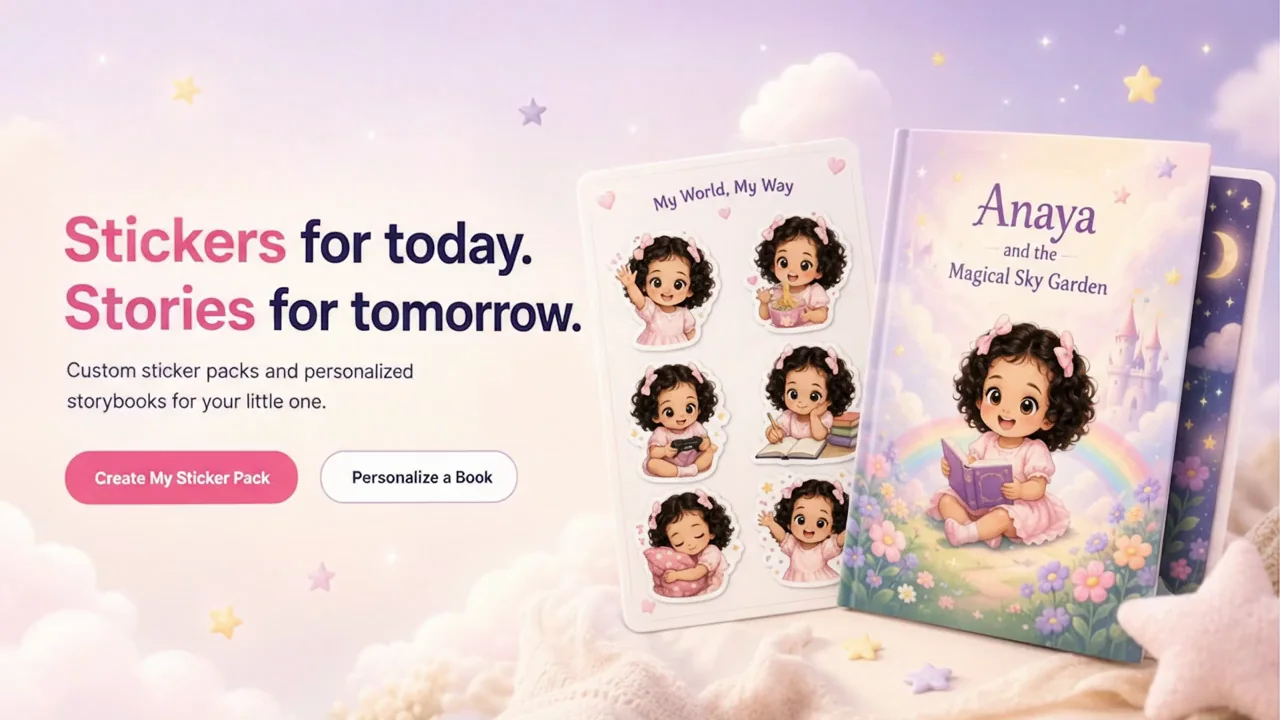 Dimple personalized stickers and storybook products