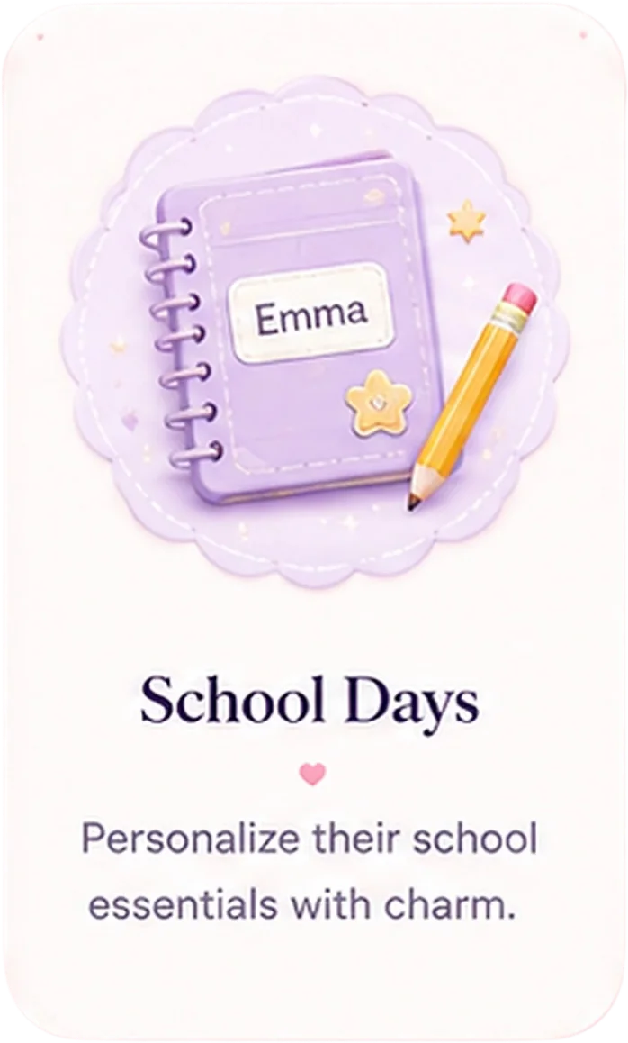 School Days - personalize their school essentials with charm.