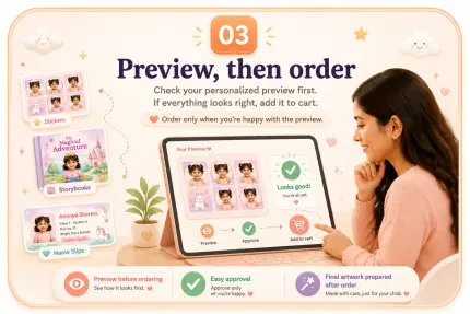 Step 3: Check the personalized preview, approve it, and add it to cart.