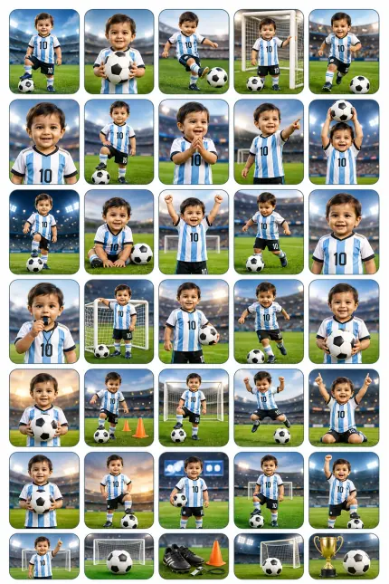 Messi Football Star Stickers personalized kids sticker sheet template