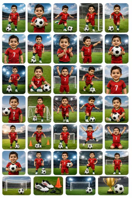 Ronaldo Football Star Stickers personalized kids sticker sheet template
