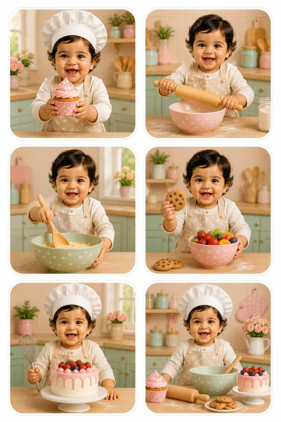 Little Baker Kitchen personalized kids sticker sheet template