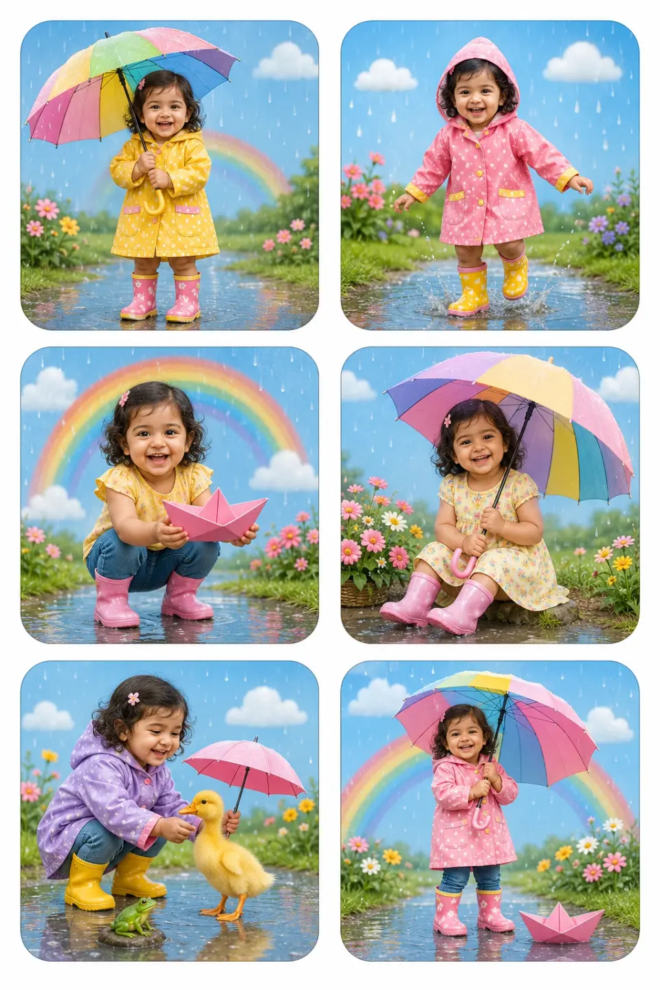Rainbow Rainy Day personalized kids sticker sheet template
