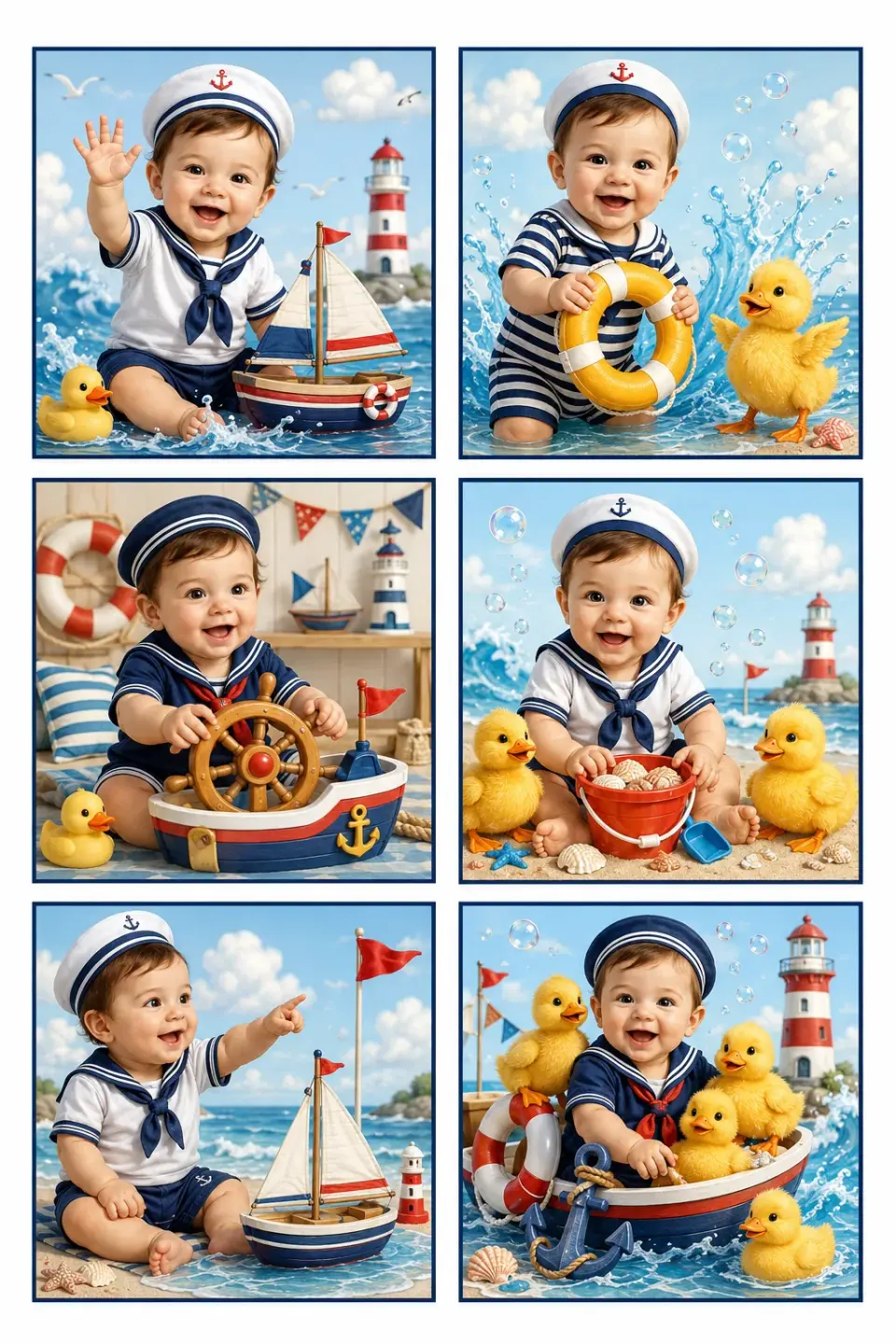 Sailor Duck Splash personalized kids sticker sheet template