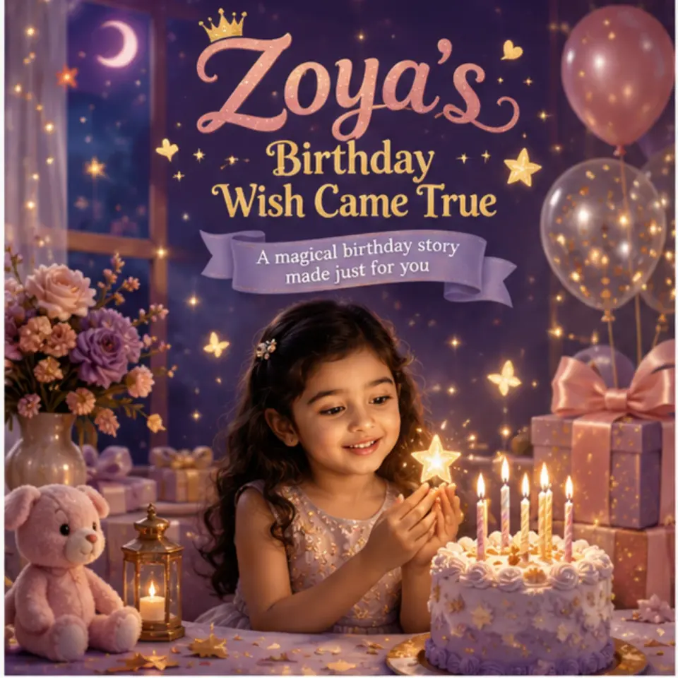 Personalized storybook cover for Zoya’s Birthday Wish Came True