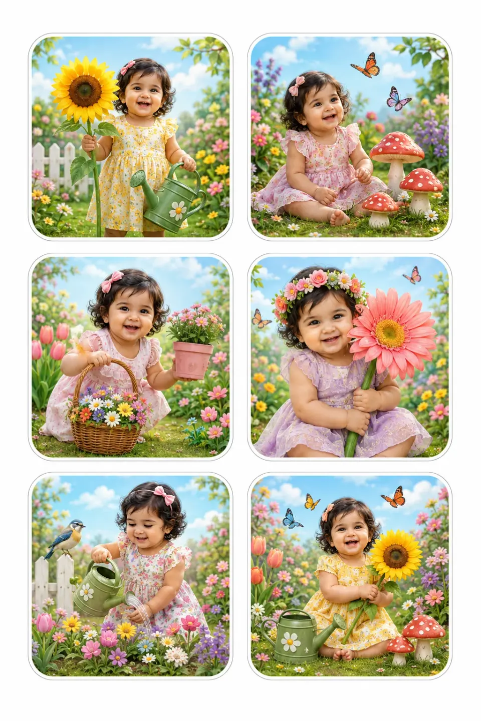 Sunny Flower Garden personalized kids sticker sheet template