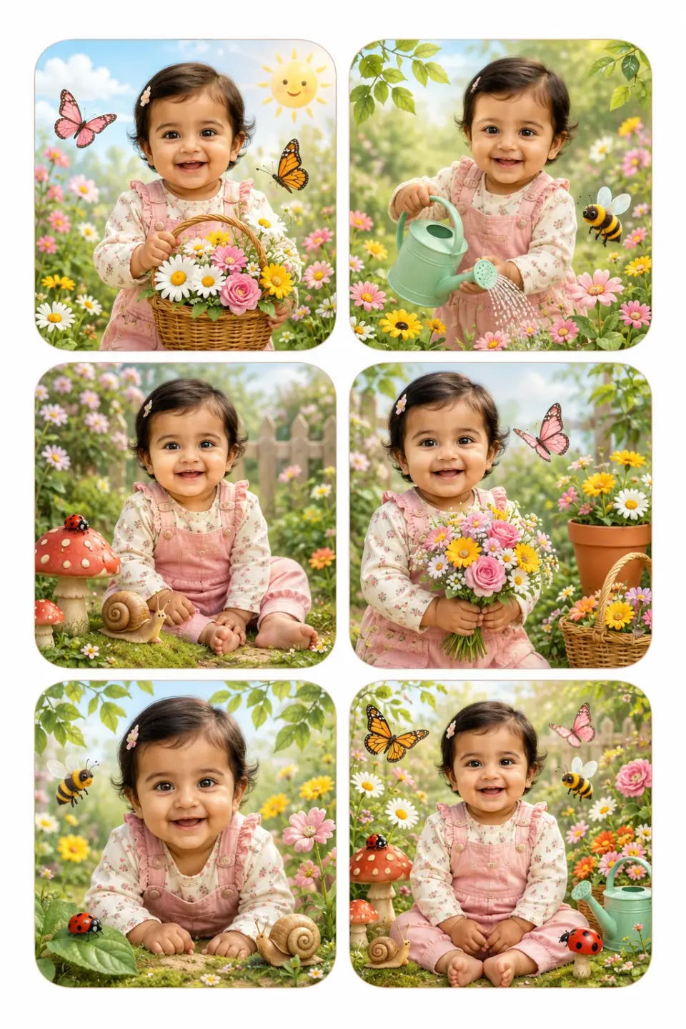 Blooming Garden Babies personalized kids sticker sheet template
