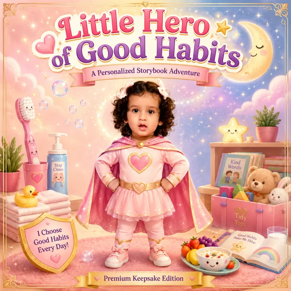 Little Hero of Good Habits personalized storybook cover for kids