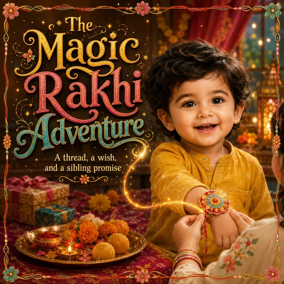 The Magic Rakhi Adventure personalized storybook cover for kids