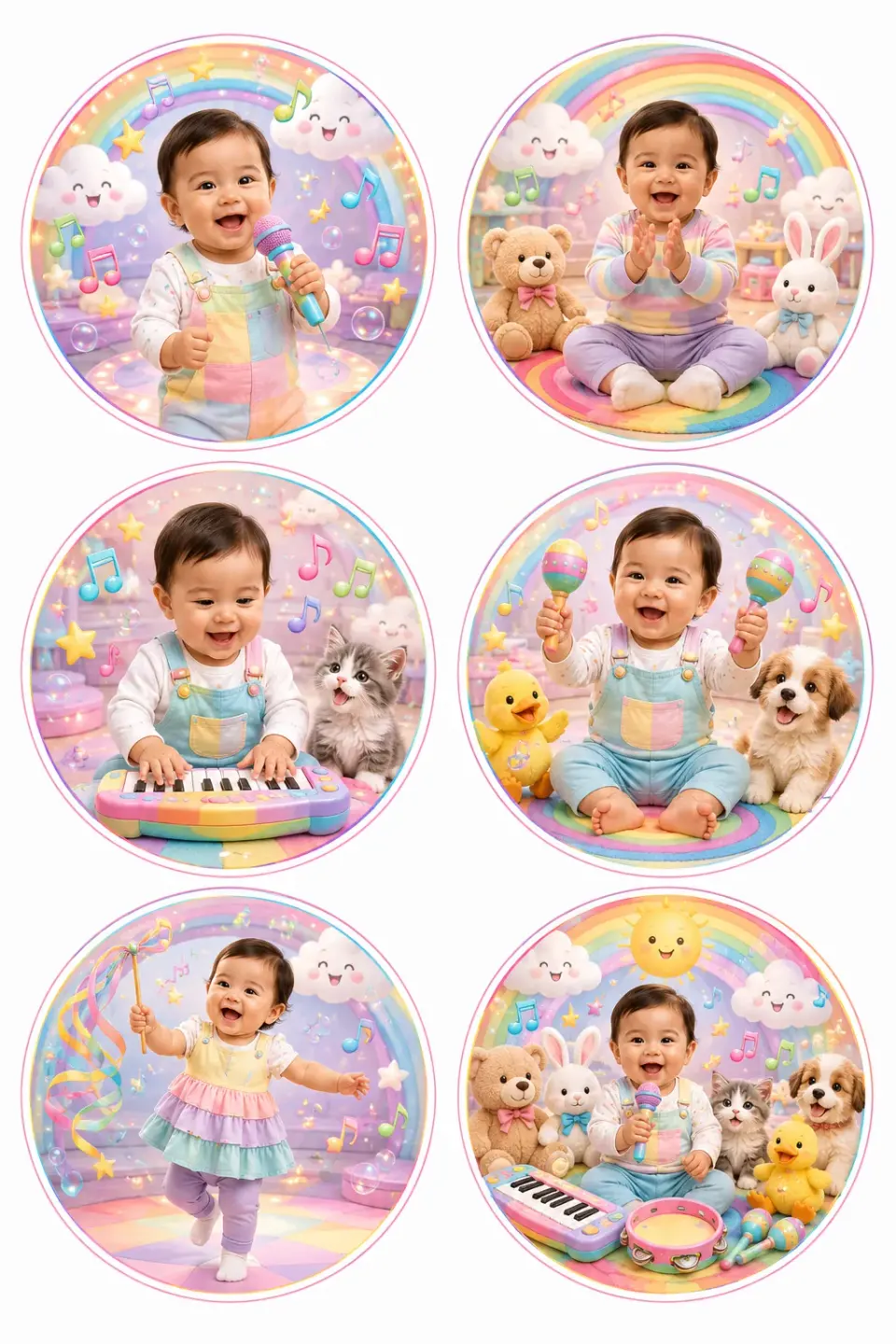 Rainbow Song Time personalized kids sticker sheet template