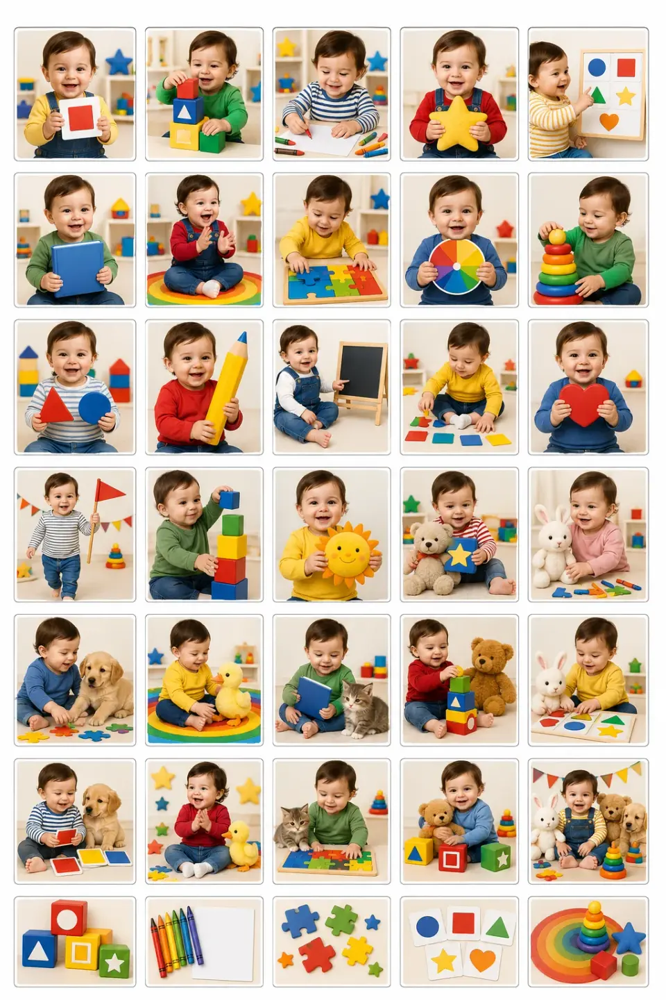 Little Learning Parade personalized kids sticker sheet template
