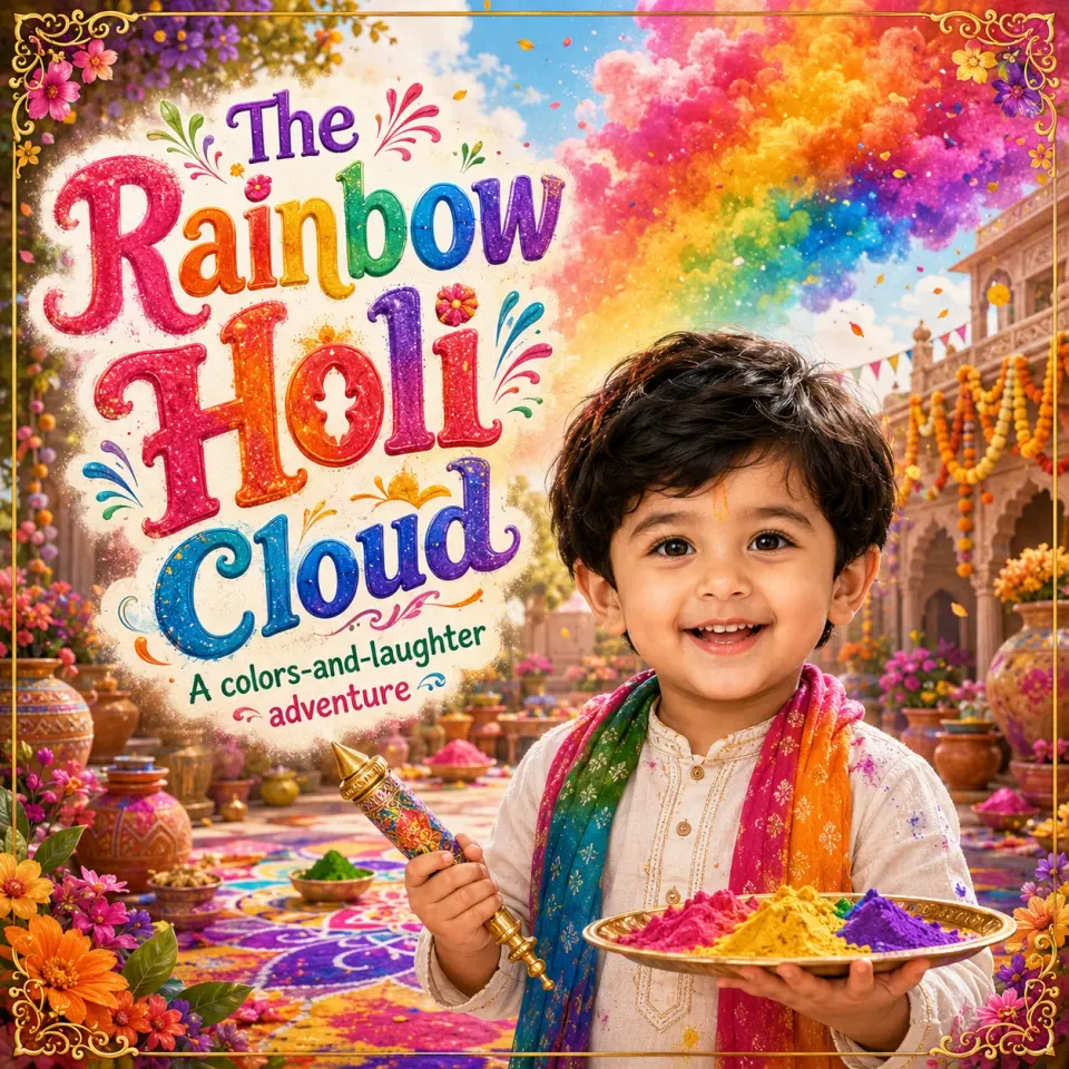 The Rainbow Holi Cloud personalized storybook cover for kids