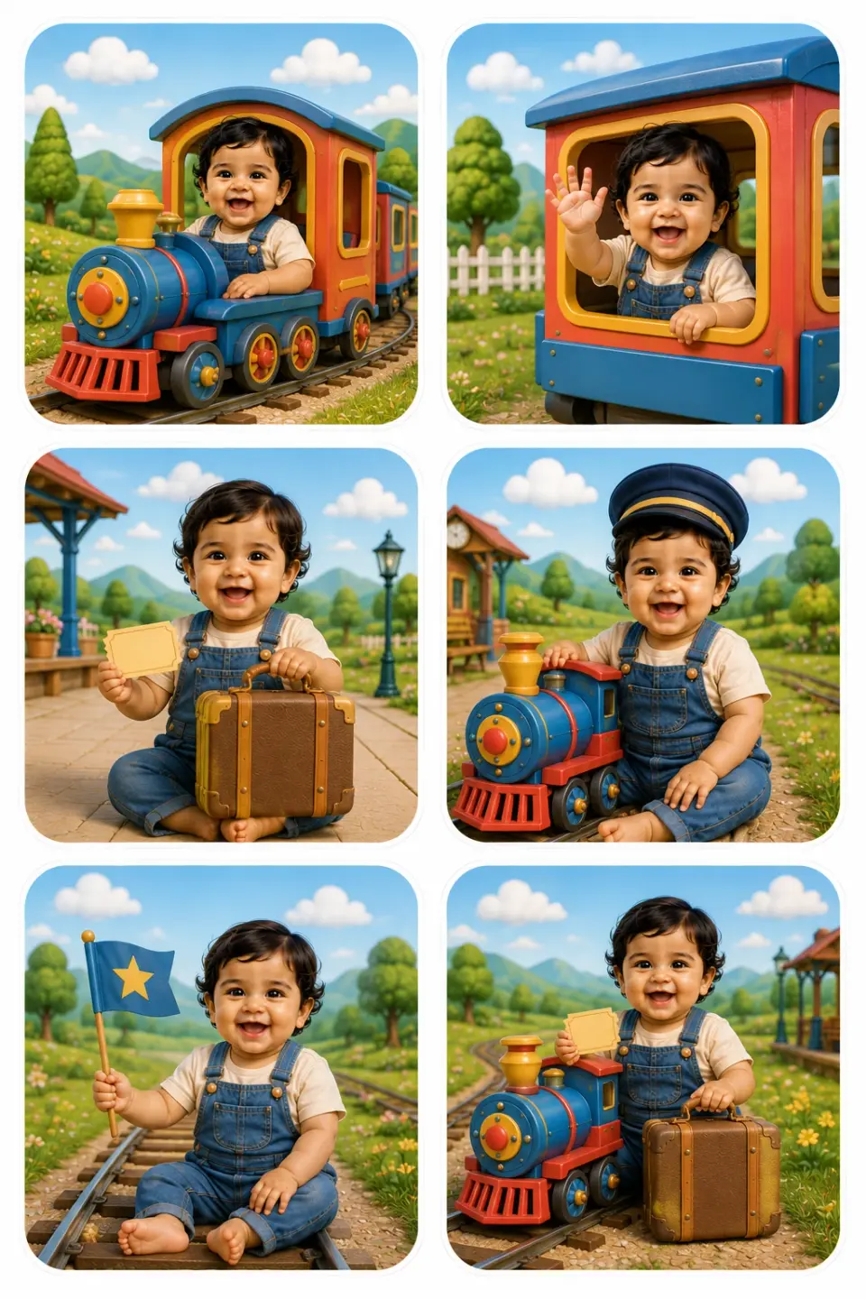 Little Train Adventure personalized kids sticker sheet template