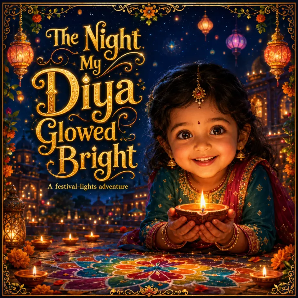 The Night My Diya Glowed Bright personalized storybook cover for kids