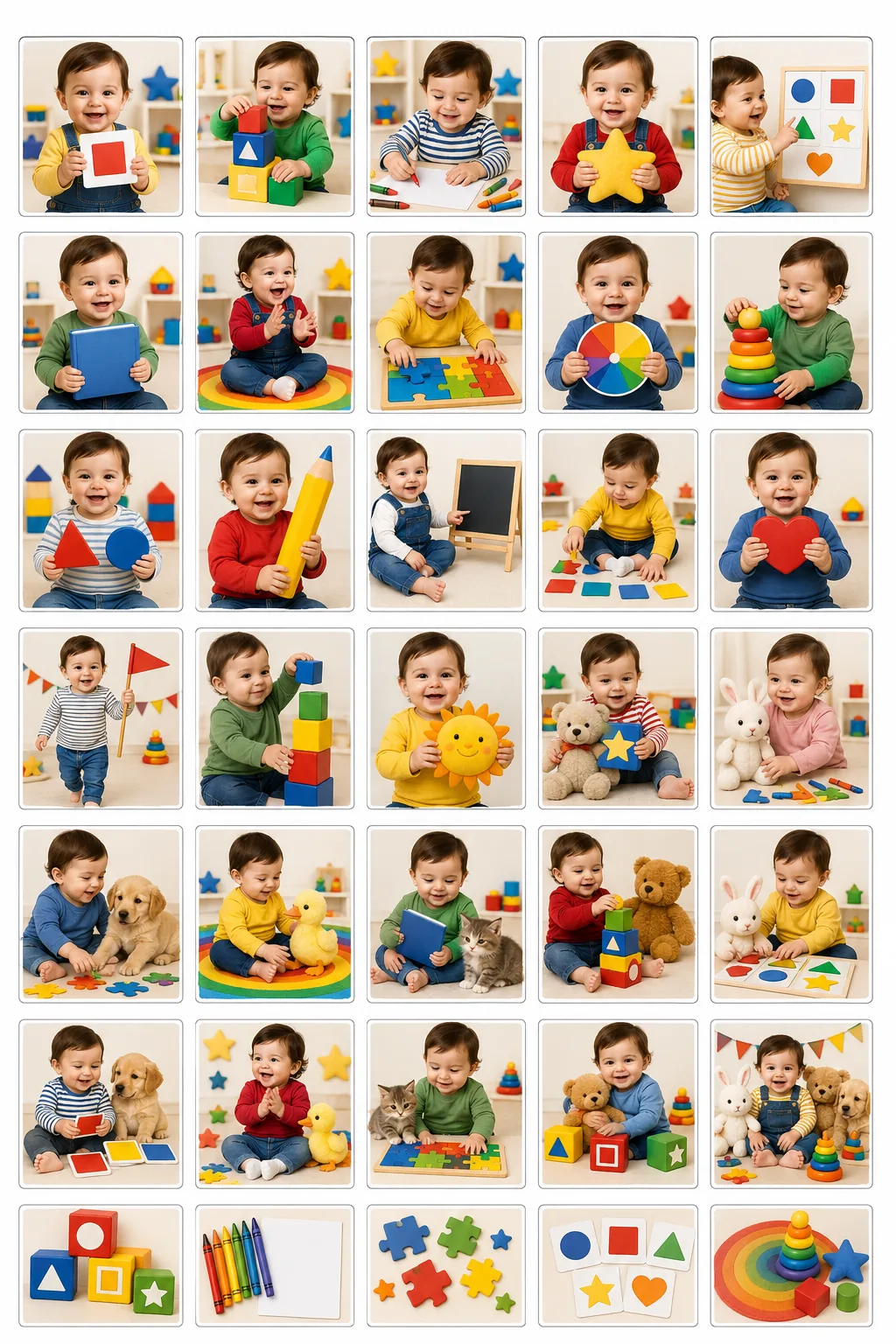 Little Learning Parade personalized kids sticker sheet template