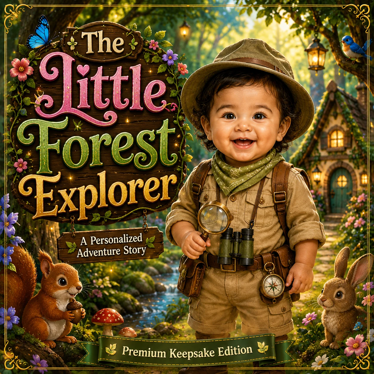 The Little Forest Explorer personalized storybook cover for kids